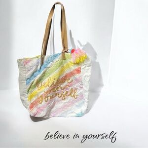 Retro Canvas Tote “believe in yourself”
